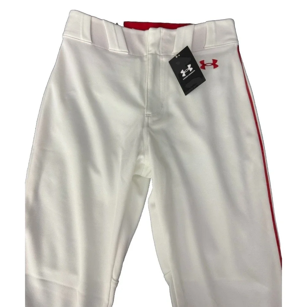 Under‎ Armour Baseball Pants Mens S Small White Red Gameday Vanish Piped Knicker